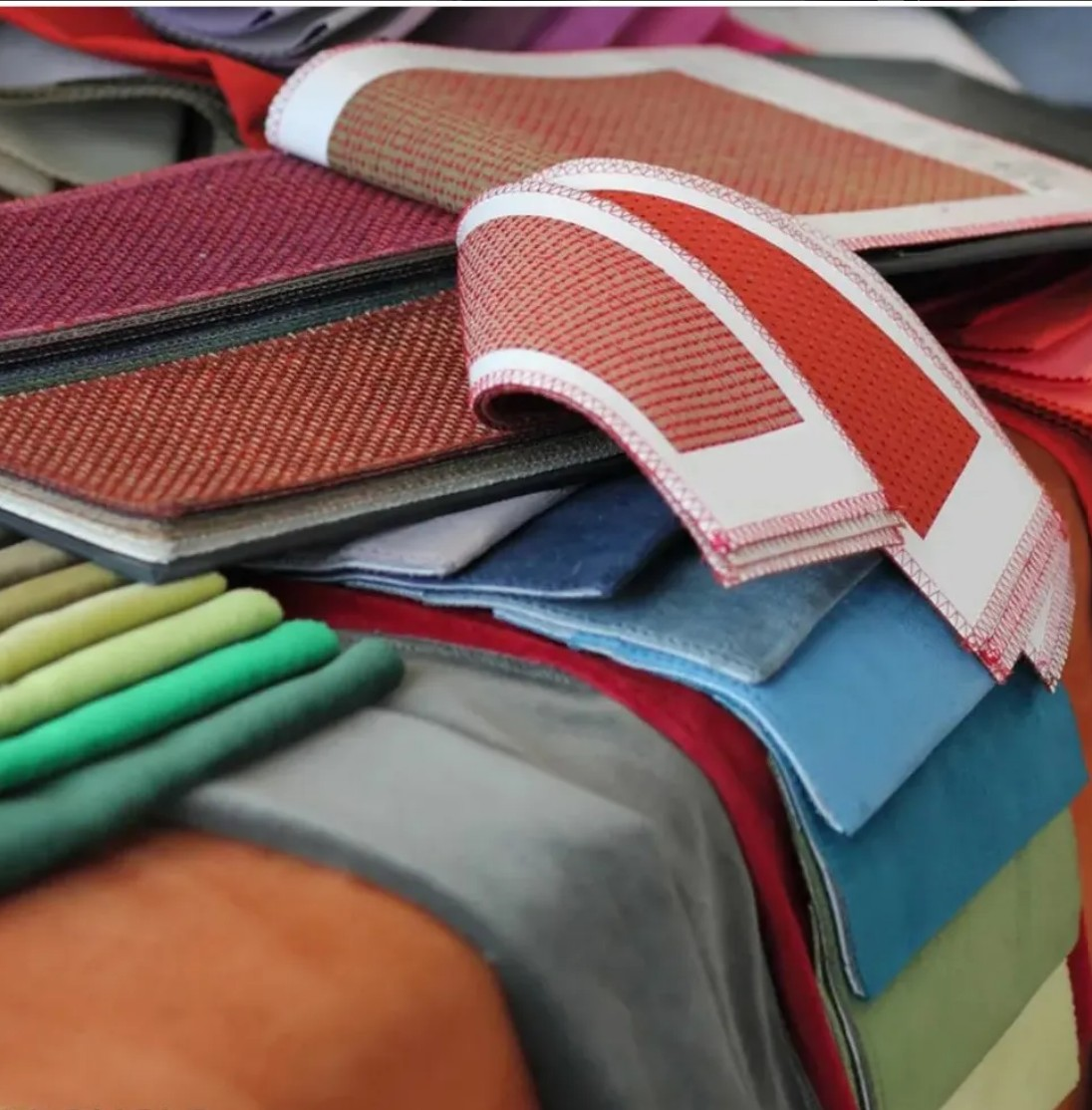 Colourful fabric swatch samples